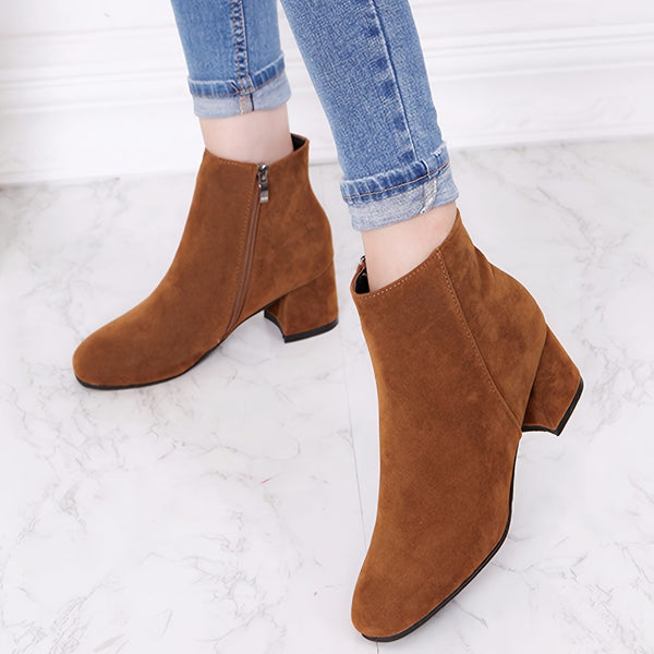 Bottines Femme Marron Foncé, Fermeture Zip Latérale