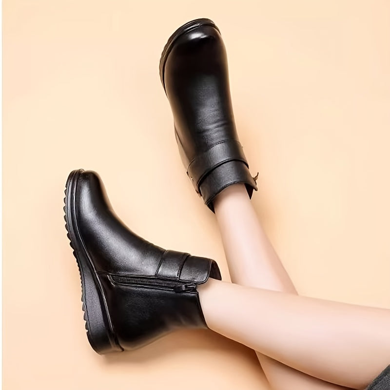 Bottines Femme Similicuir, Zip et Bride Dorée, vue 5