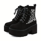 Bottes Plateforme Femme Gothiques, Flanelle – coloris noir