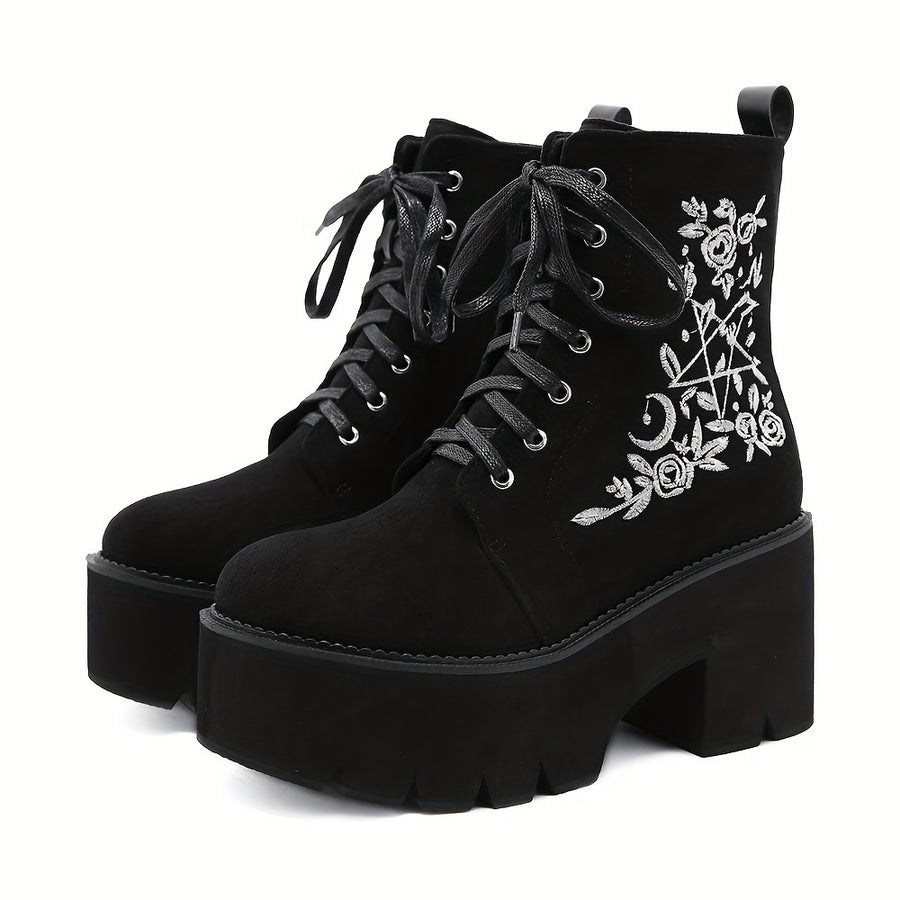 Bottes Plateforme Femme Gothiques, Flanelle – coloris noir