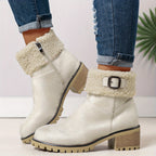 Bottes Fourrées Femme Courtes, Col Sherpa, Aspect Daim, vue 9