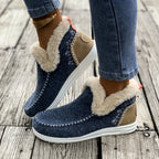 Bottines Femme Cheville, Flanelle, à Enfiler – coloris bleu marine