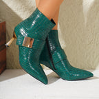 Bottines Femme Effet Croco ou Zèbre, Similicuir, Boucle Dorée, vue 16