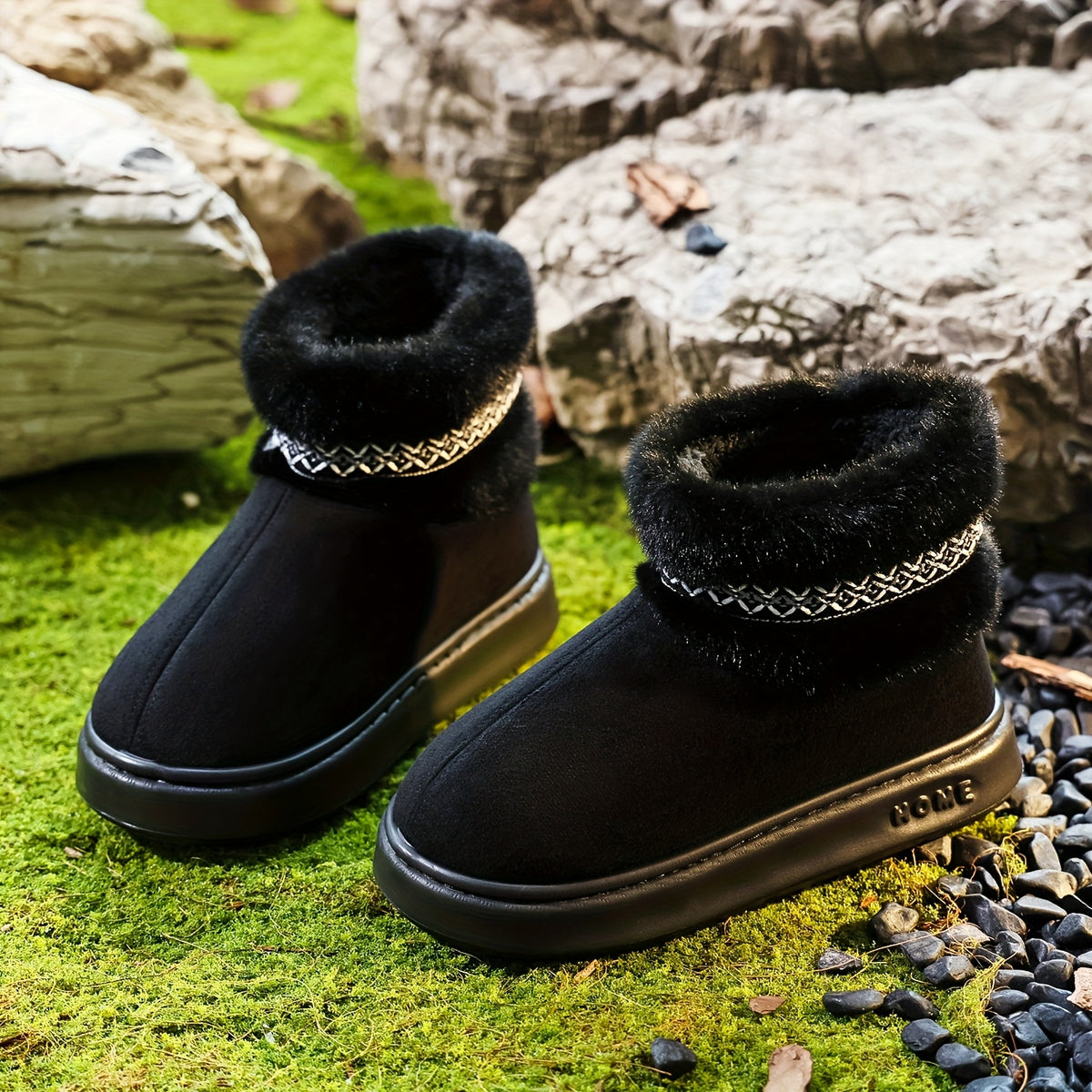 Bottes Fourrées Femme, Tissu Effet Daim – coloris noir, vue 2