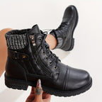 Bottes Femme Western Similicuir, Col Tricoté – coloris noir