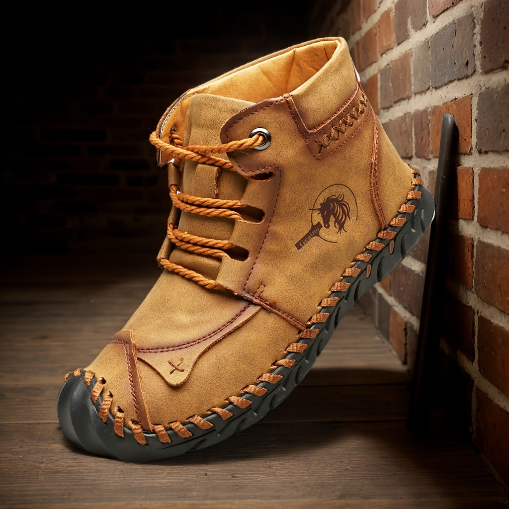 Bottines Femme Grande Taille à Lacets, Coutures Vintage – coloris camel