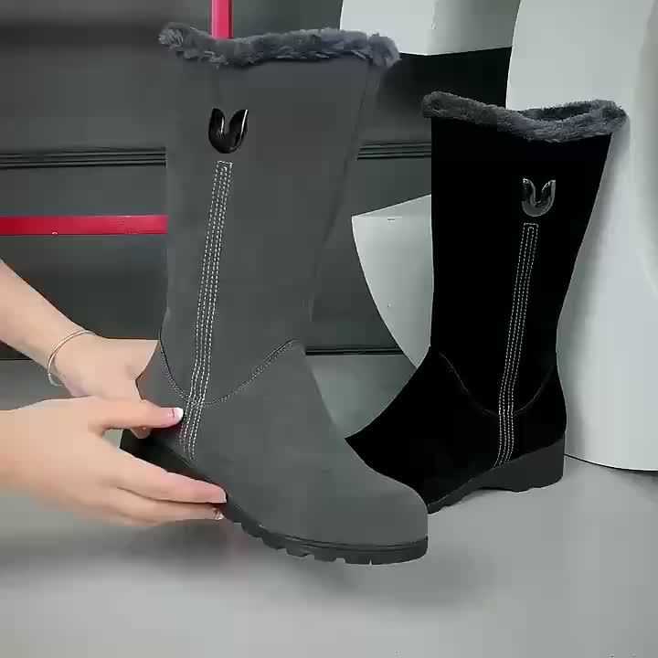 Bottes Mi-Mollet Femme, Col Fausse Fourrure, vue 10