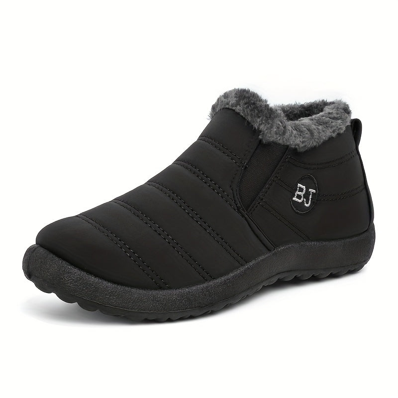 Bottes Hiver Femme à Enfiler, Col Fausse Fourrure – coloris noir