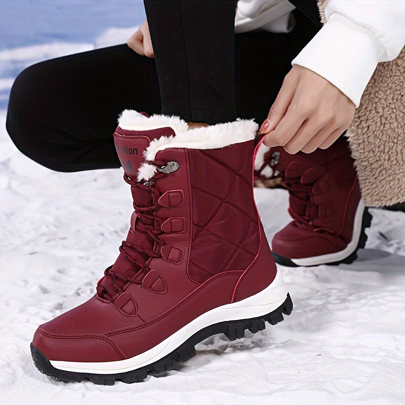 Bottes de Neige Femme Matelassées, Lacets, vue 9