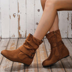 Bottines Femme Basses, Boucle Décorative – coloris marron clair