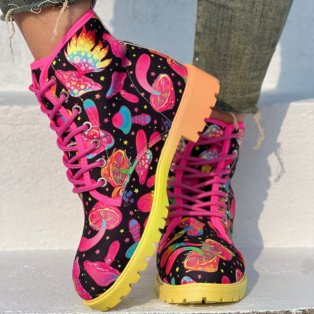 Bottes Rangers Femme à Lacets, Tissu Imprimé, vue 9