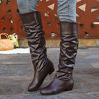Cuissardes Femme Similicuir, Tige Drapée – coloris marron foncé