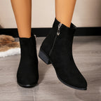 Bottines Femme Zippées, Microfibre Aspect Daim, Talon 4 cm, vue 2