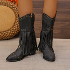 Bottes Femme Similicuir, Franges et Clous, vue 8