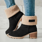 Bottines Femme Flanelle, Bordure Peluche – coloris noir