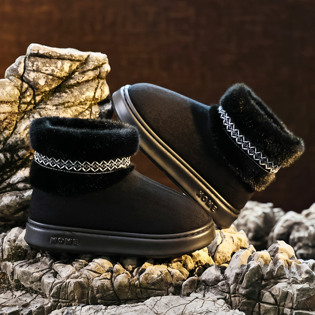 Bottes Fourrées Femme, Tissu Effet Daim – coloris noir