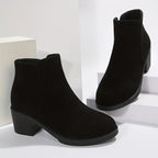 Bottines Femme Talon Bloc, Aspect Daim, Zip Latéral, vue 4