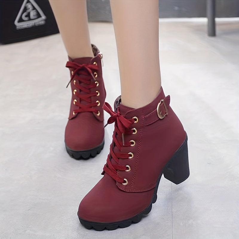 Bottines Femme Lacets et Zip, Talon Haut, vue 12