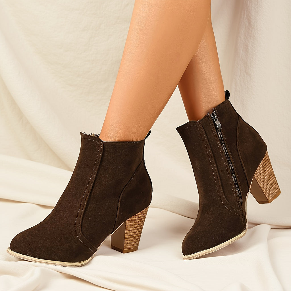 Bottines Femme Talon Haut, Fermeture Latérale – coloris café