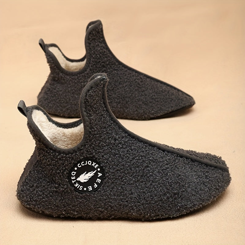 Chausson Botte Femme en Bouclette, à Enfiler – coloris gris foncé