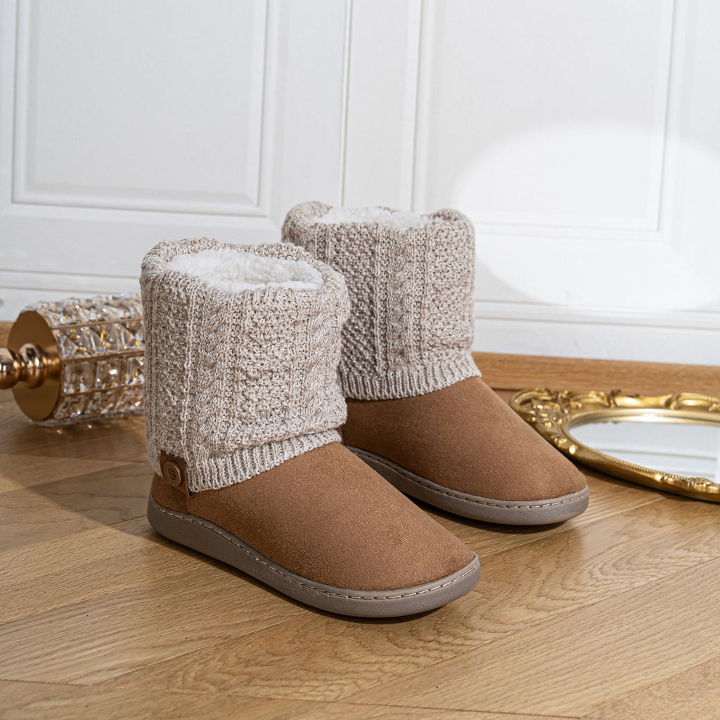 Chausson Botte Femme Maille Torsadée, Doublure Peluche, vue 4