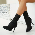 Bottines Chaussettes Femme Talon Aiguille, Maille, vue 8
