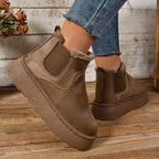 Bottines Chelsea Plateforme Femme, Col Fourrure, vue 7
