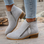 Bottines Femme Bout Pointu, Zip Décoratif – coloris gris