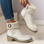 Bottes Fourrées Femme Courtes, Col Sherpa, Aspect Daim, vue 11