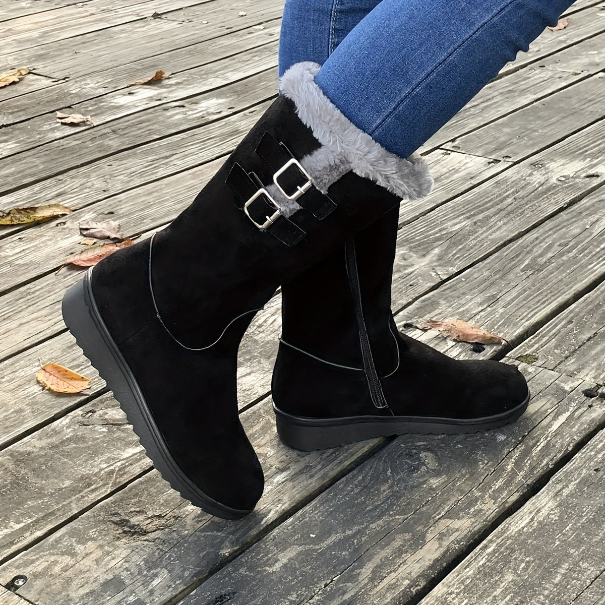 Bottes Femme Mi-Mollet, Flanelle et Velours Côtelé, vue 7