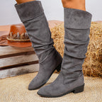 Bottes Hautes Femme Froncées, Aspect Daim, Revers, 5 Coloris, vue 12