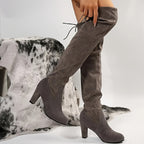 Cuissardes Femme, Tige Extensible, Cordon de Serrage – coloris gris foncé
