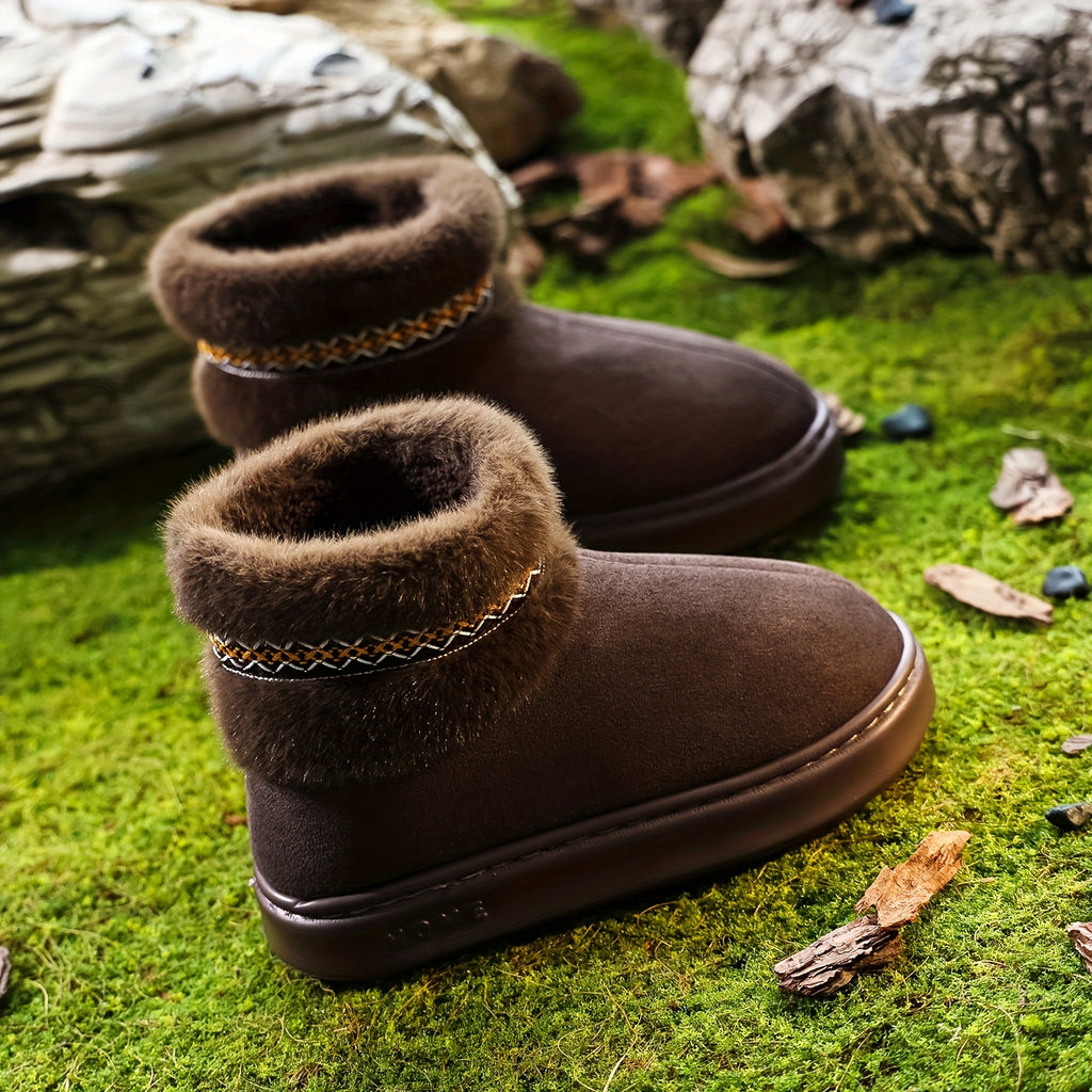 Bottes Fourrées Femme, Tissu Effet Daim – coloris café, vue 3