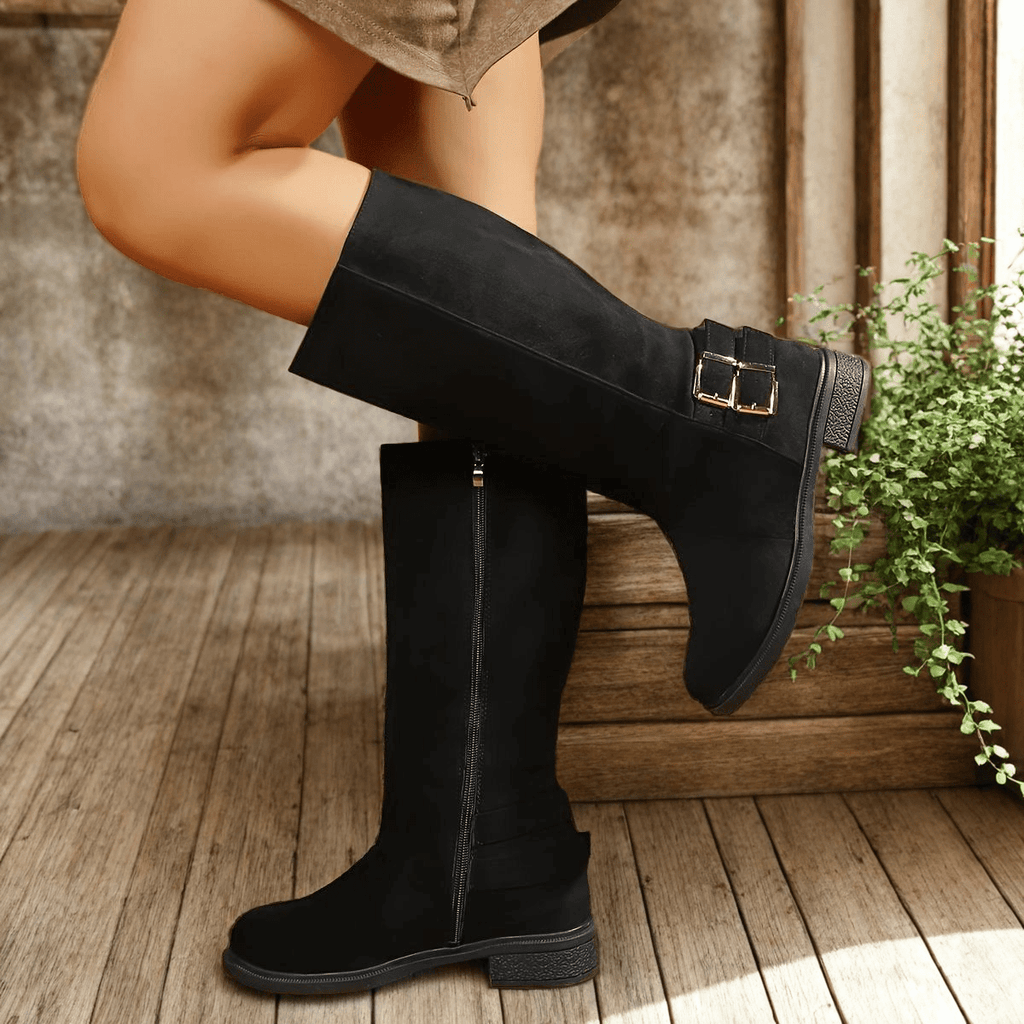 Bottes Hautes Femme Mollet Large, Aspect Daim, Fourrées, vue 3