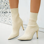 Bottines Chaussettes Femme Talon Aiguille, Maille, vue 2