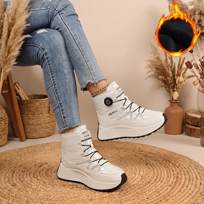 Bottes d'Hiver Femme, Similicuir, Semelle Plateforme, vue 15