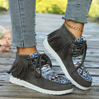 Bottines Mocassin Femme, Franges et Imprimé Aztèque, vue 6