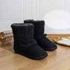 Chausson Botte Femme Maille Torsadée, Doublure Peluche