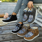 Bottines Mocassin Femme, Franges et Imprimé Aztèque