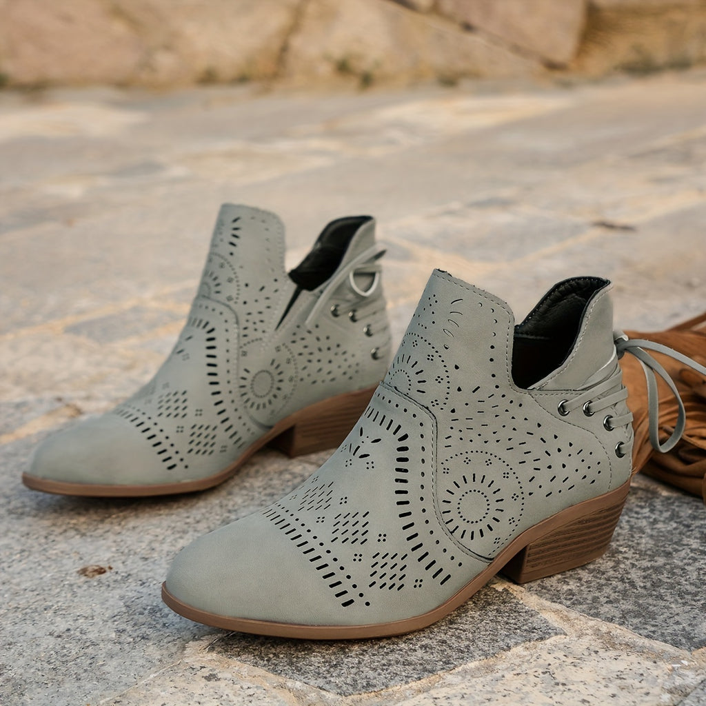Bottines Ajourées Femme, Effet Daim, 3 Coloris, vue 8