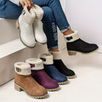 Bottes Fourrées Femme Courtes, Col Sherpa, Aspect Daim