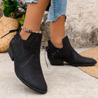 Bottines Ajourées Femme, Effet Daim, 3 Coloris – coloris noir