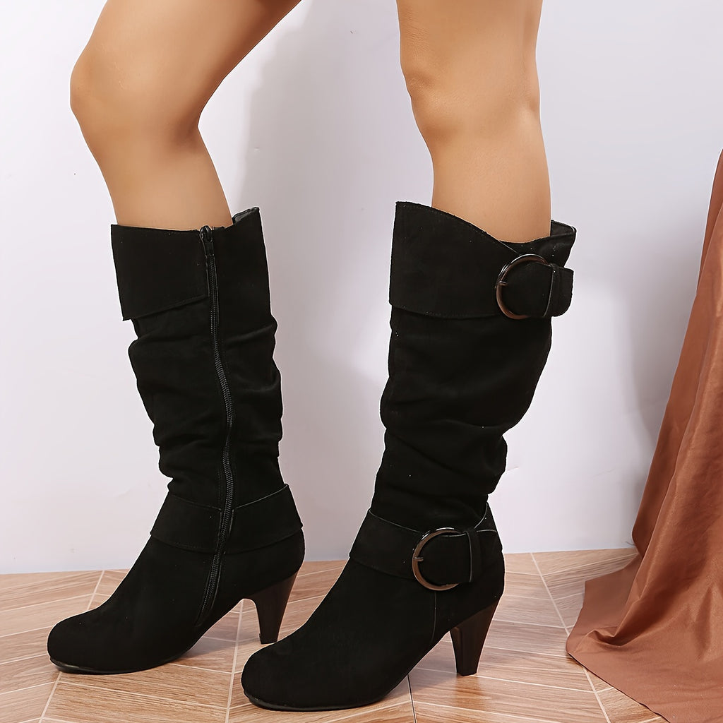 Bottes Hautes Femme à Boucle, Effet Daim, 4 Coloris, vue 3