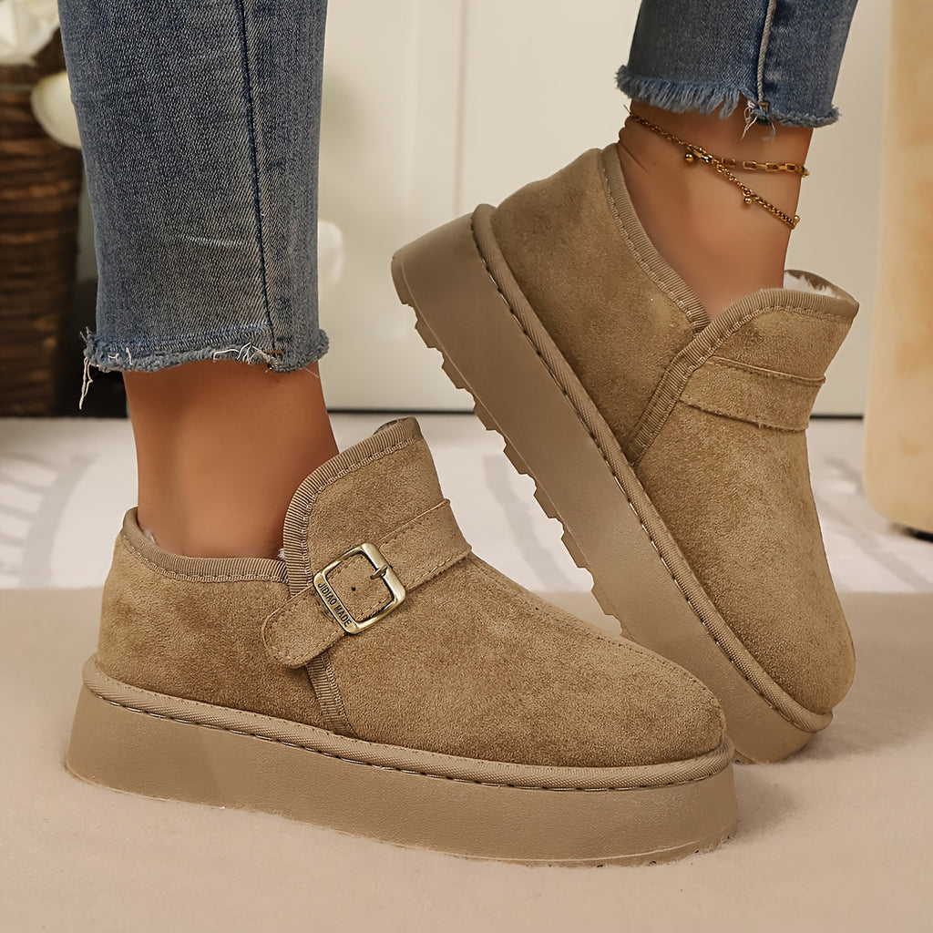 Bottines Plateforme Femme Aspect Daim, Sangle à Boucle, vue 7