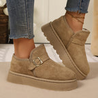 Bottines Plateforme Femme Aspect Daim, Sangle à Boucle, vue 7