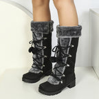 Bottes Femme Hautes à Lacets, Fourrure et Pompon, vue 6