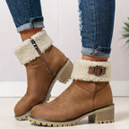 Bottes Fourrées Femme Courtes, Col Sherpa, Aspect Daim, vue 14
