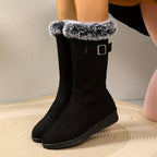 Bottes Femme Longues, Fausse Fourrure, Bride