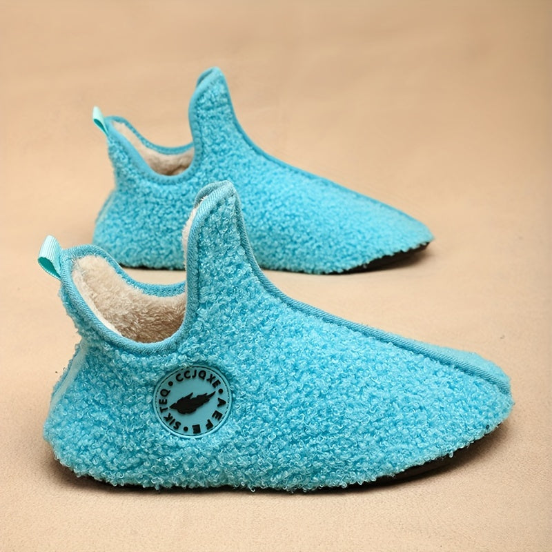 Chausson Botte Femme en Bouclette, à Enfiler – coloris bleu ciel
