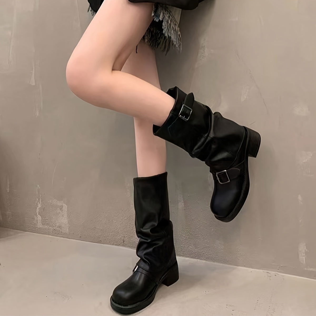 Bottes Femme Western Similicuir, Talon Chunky